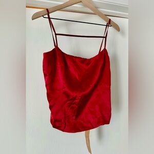 Reformation silk top cherry
